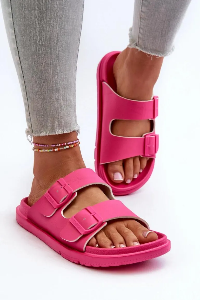 Lekkie Piankowe Klapki Damskie Z Klamrami Big Star NN274A754 Fuksja