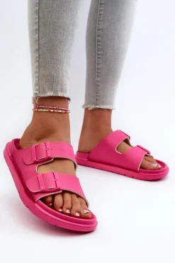 Lekkie Piankowe Klapki Damskie Z Klamrami Big Star NN274A754 Fuksja