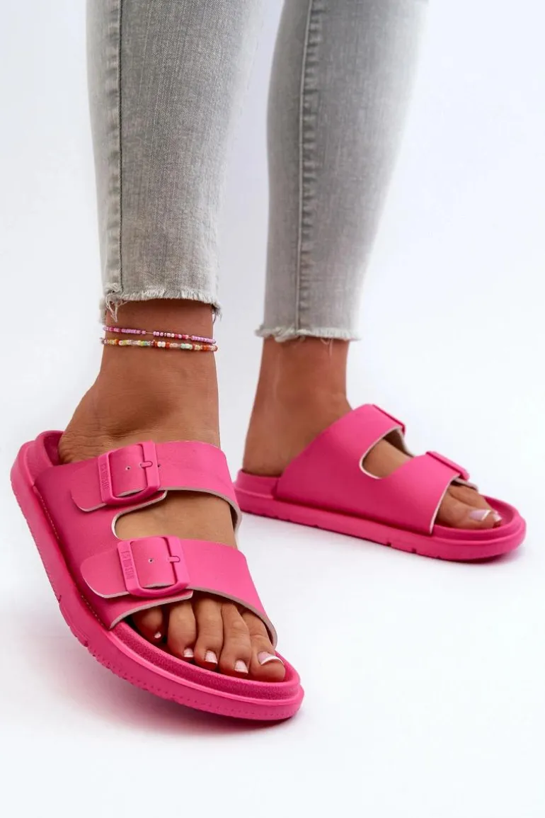 Lekkie Piankowe Klapki Damskie Z Klamrami Big Star NN274A754 Fuksja