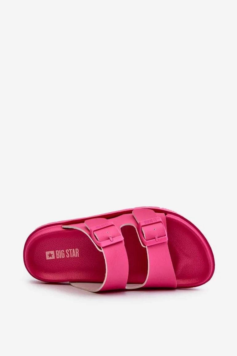 Lekkie Piankowe Klapki Damskie Z Klamrami Big Star NN274A754 Fuksja