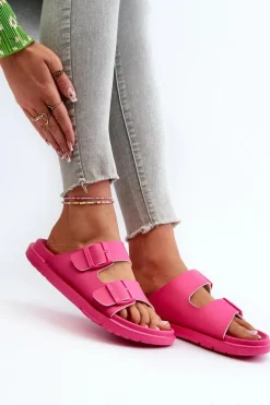 Lekkie Piankowe Klapki Damskie Z Klamrami Big Star NN274A754 Fuksja