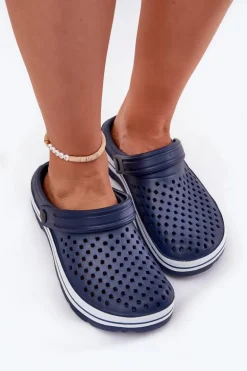 Lekkie Piankowe Klapki Damskie Granatowe Ardanica