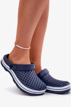 Lekkie Piankowe Klapki Damskie Granatowe Ardanica