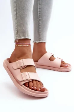 Lekkie Piankowe Klapki Damskie Z Klamrami Big Star NN274A753 Różowe