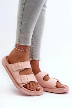 Lekkie Piankowe Klapki Damskie Z Klamrami Big Star NN274A753 Różowe