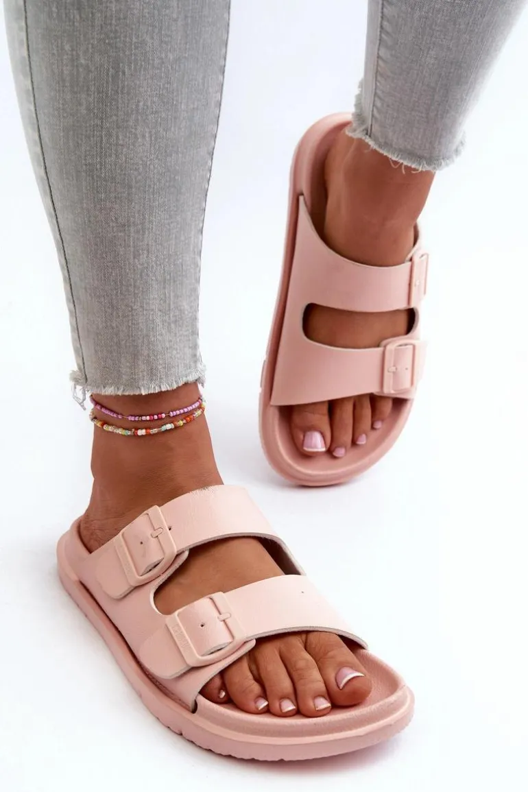 Lekkie Piankowe Klapki Damskie Z Klamrami Big Star NN274A753 Różowe