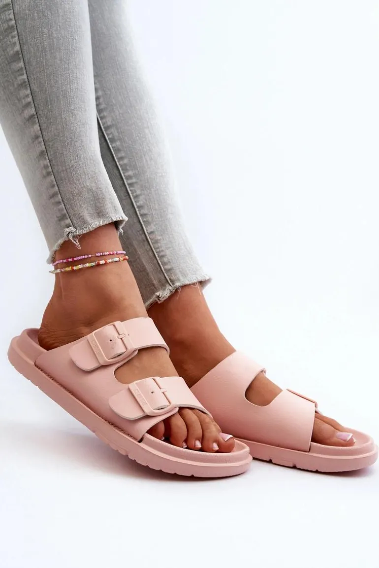 Lekkie Piankowe Klapki Damskie Z Klamrami Big Star NN274A753 Różowe