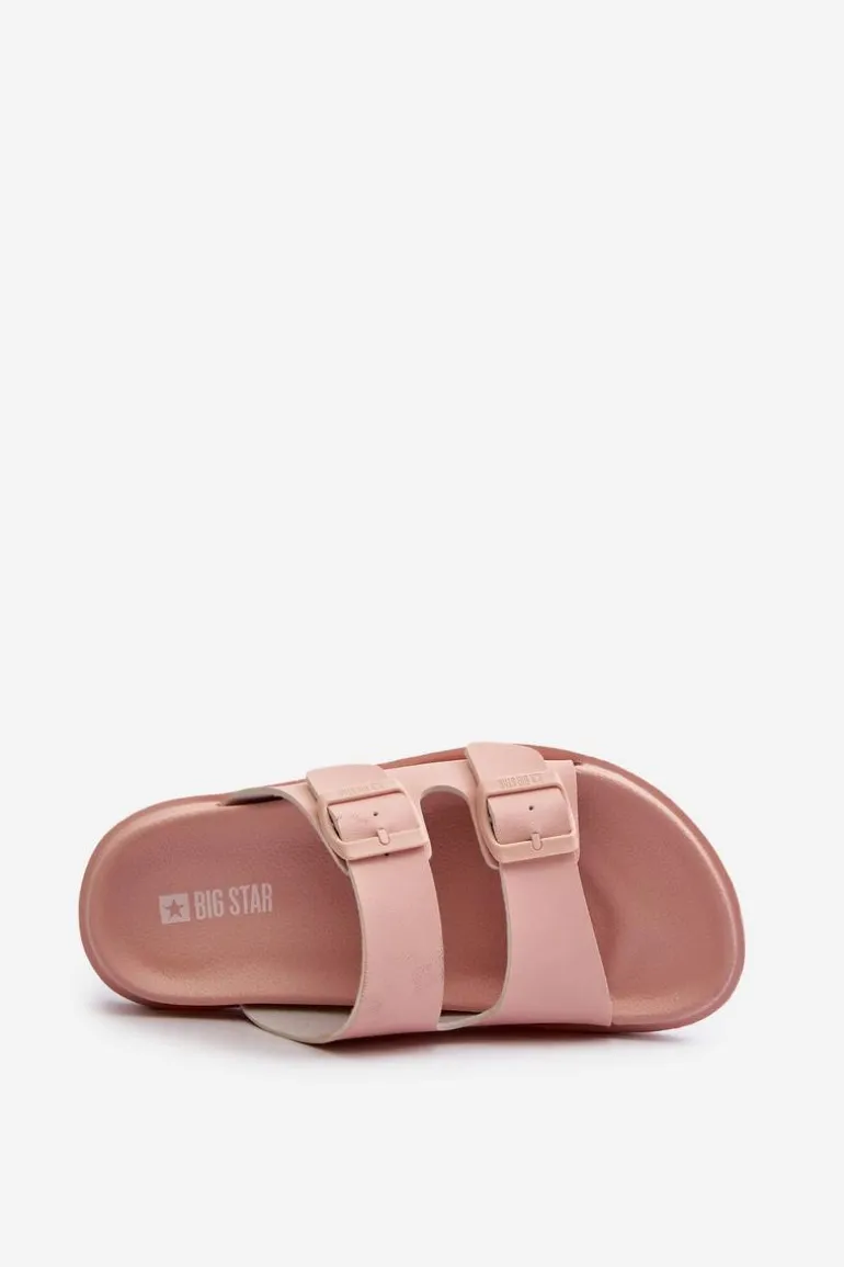 Lekkie Piankowe Klapki Damskie Z Klamrami Big Star NN274A753 Różowe