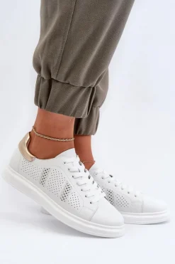 Lekkie Skórzane Trampki Damskie Białe S.Barski LR760