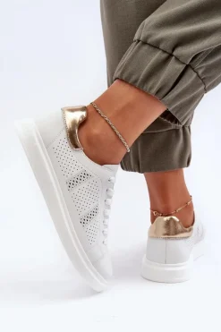 Lekkie Skórzane Trampki Damskie Białe S.Barski LR760