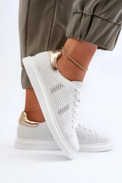 Lekkie Skórzane Trampki Damskie Białe S.Barski LR760