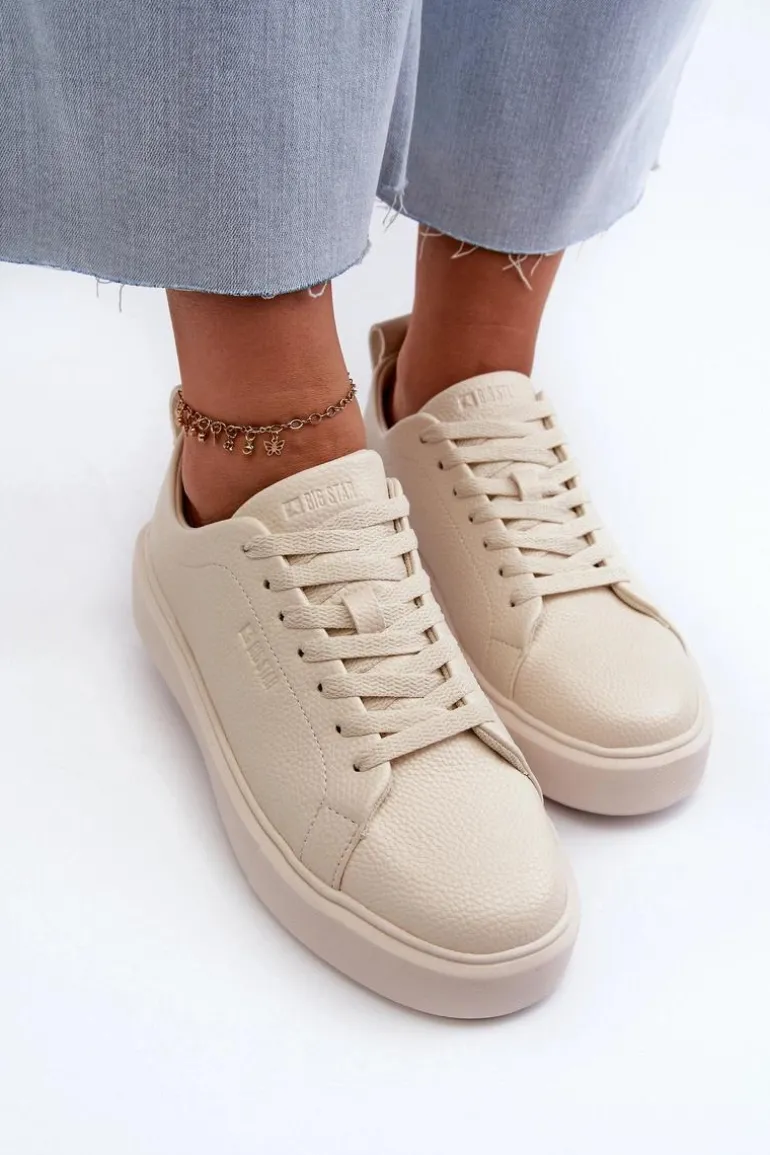 Lekkie Sneakersy Damskie Big Star NN274321 Memory Foam System Beżowe