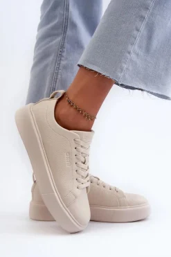 Lekkie Sneakersy Damskie Big Star NN274321 Memory Foam System Beżowe