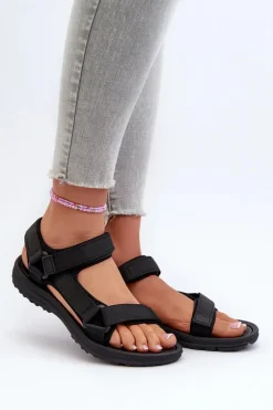 Lekkie Sportowe Sandały Damskie Czarne Lumeria