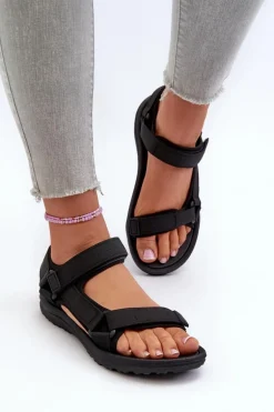 Lekkie Sportowe Sandały Damskie Czarne Lumeria