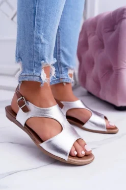 Lekkie Srebrne Sandałki Kongito