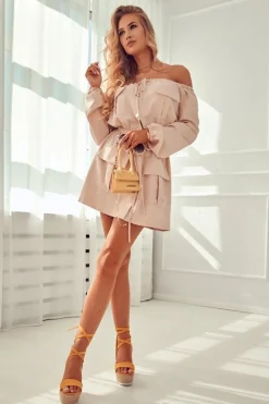 Lekkie Wiązane Sandały Na Koturnie Żółte Marriett