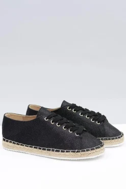 Lu Boo | Czarne Brokatowe Lniane Espadryle Fairy