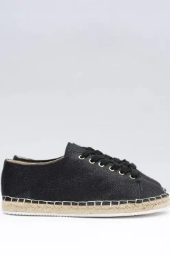 Lu Boo | Czarne Brokatowe Lniane Espadryle Fairy