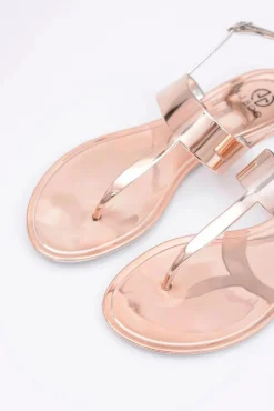 Lu Boo | Lustrzane Sandały Złoty Róż Japonki II-GAT Nora