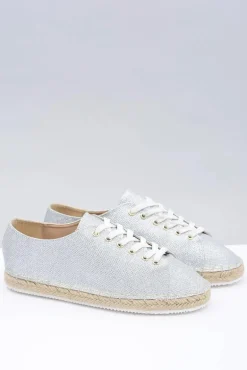 Lu Boo | Srebrne Brokatowe Lniane Espadryle Fairy