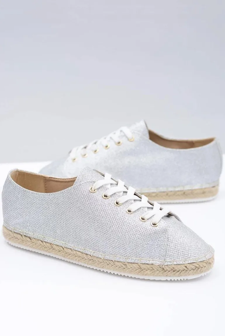 Lu Boo | Srebrne Brokatowe Lniane Espadryle Fairy