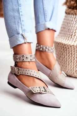 Lu Boo Baleriny W Szpic Paski Nity Szare Esteria