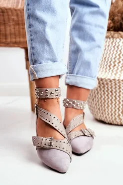 Lu Boo Baleriny W Szpic Paski Nity Szare Esteria