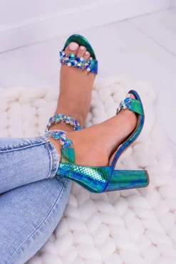 Lu Boo Benzynowe Sandały Cyrkonie Lambada