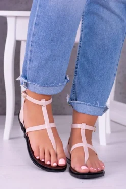 Lu Boo Beżowe Sandałki Rzymianki Japonki Lento