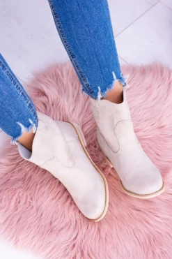 Lu Boo Beżowe Wsuwane Botki Za Kostkę Trinity