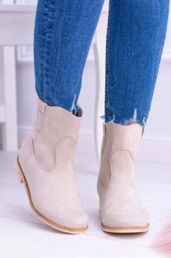 Lu Boo Beżowe Wsuwane Botki Za Kostkę Trinity