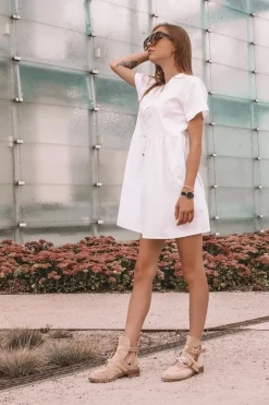 Lu Boo Beżowe Zamszowe Botki Z Wycięciami Rock Girl