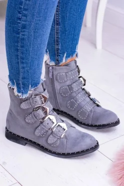 Lu Boo Ciemnoszare Botki Virginia Rock Star Nity Klamry Zamsz