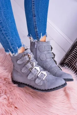 Lu Boo Ciemnoszare Botki Virginia Rock Star Nity Klamry Zamsz