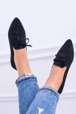 Lu Boo Czarne Baleriny W Szpic Lordsy Zamsz Feliciano