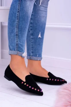 Lu Boo Czarne Lordsy Opalizujące Dżety Zamsz Spike