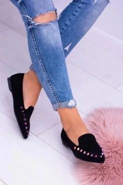 Lu Boo Czarne Lordsy Opalizujące Dżety Zamsz Spike