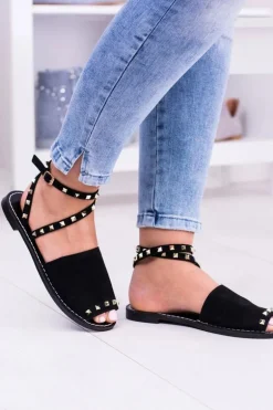 Lu Boo Czarne Stylowe Sandały Pari