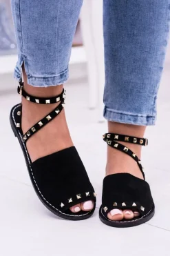 Lu Boo Czarne Stylowe Sandały Pari