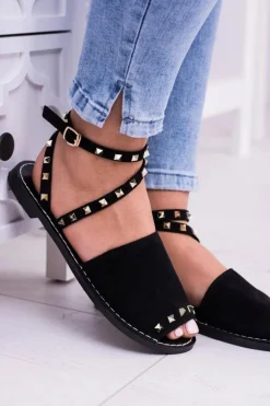 Lu Boo Czarne Stylowe Sandały Pari