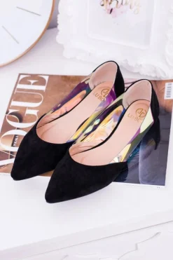 Lu Boo Czarne Transparentne Holograficzne Balerinki w Szpic Venessa