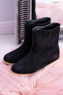 Lu Boo Czarne Wsuwane Botki Za Kostkę Trinity