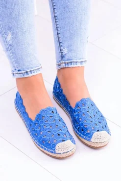 Lu Boo Damskie Baleriny Granatowe Espadryle w Kwiaty Macarena