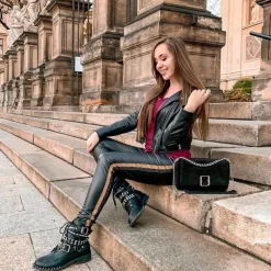 Lu Boo Damskie Botki Verona Z Ćwiekami Kolce Klamry Rock