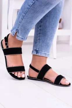 Lu Boo Damskie Czarne Sandały Dżety Noeli