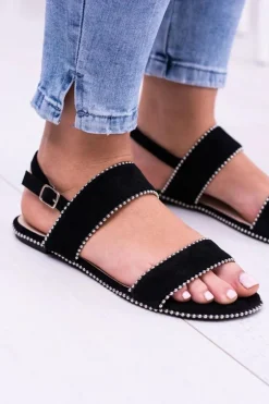 Lu Boo Damskie Czarne Sandały Dżety Noeli