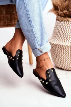 Lu Boo Damskie Klapki Czarne Seniorita