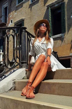 Lu Boo Damskie Sandały Japonki Gladiatorki Kamel Elii