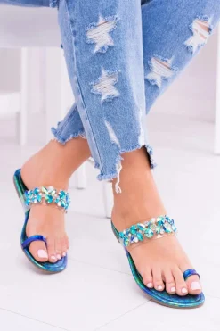 Lu Boo Eleganckie Benzynowe Klapki Cekiny Tanut